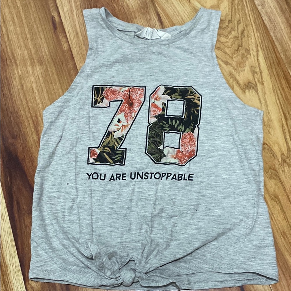 H&M Gray Tank Top with Floral 78 Print
